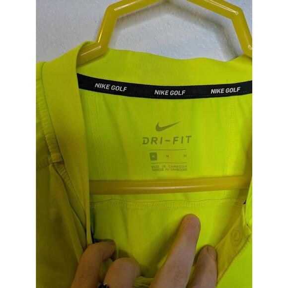 Nike Golf Men's Dri-Fit Blade Collar Polo Shirt Size M Neon Volt Yellow - Picture 4 of 6